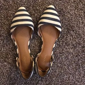 Navy & White Striped Flats 5
